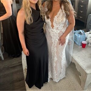 Lulu's Black Satin Bridesmaid Dress